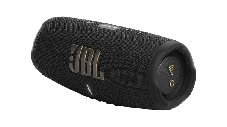 A product render of the JBL Charge 5 Wi-Fi wireless speaker