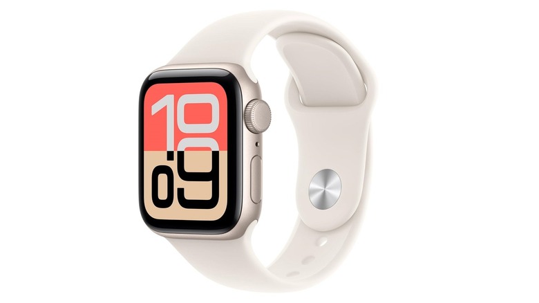 The Apple Watch SE 3 and Sport Band in Starlight color