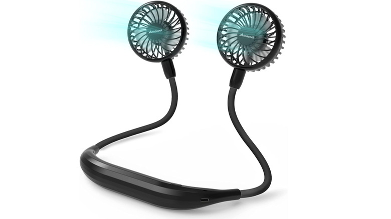 The Amacool neck fan against a white background