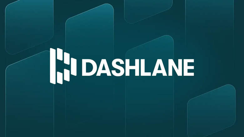 Dashlane logo on a green and dark background