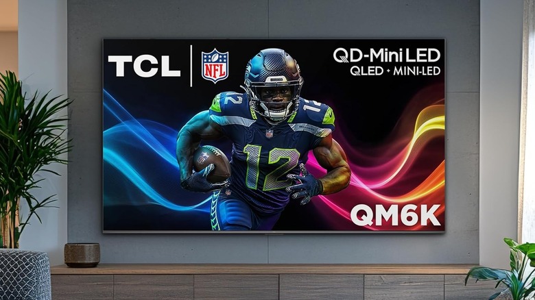 TCL QD-Mini LED with a football player on screen