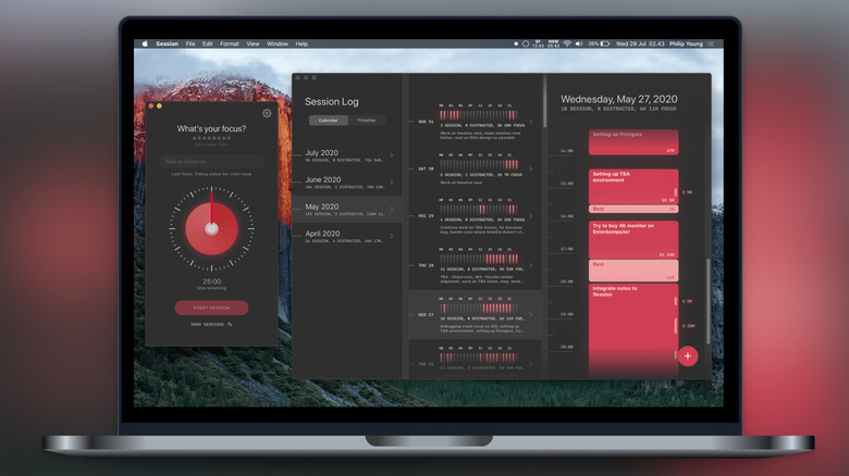 Session app focus mode on Mac and iPhone.