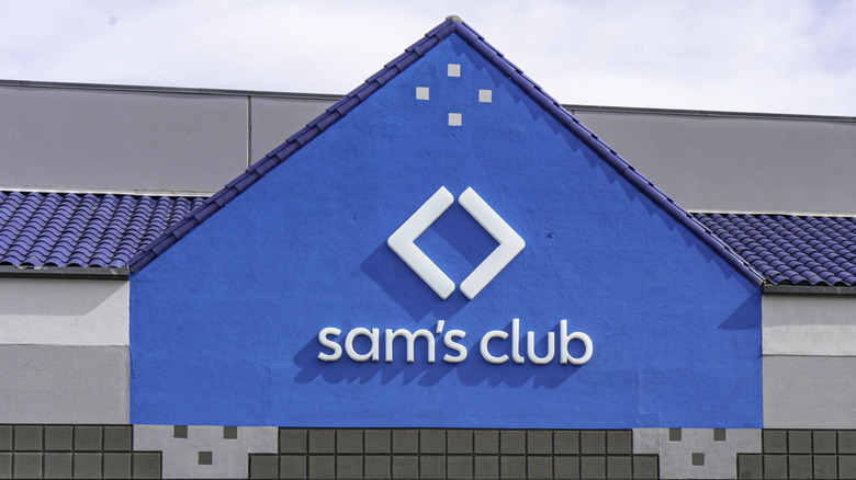 The Sam's Club logo on the facade of a building.