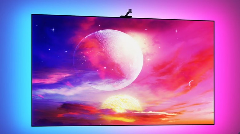The Govee Smart TV Backlight 3S smart lights installed on a TV.