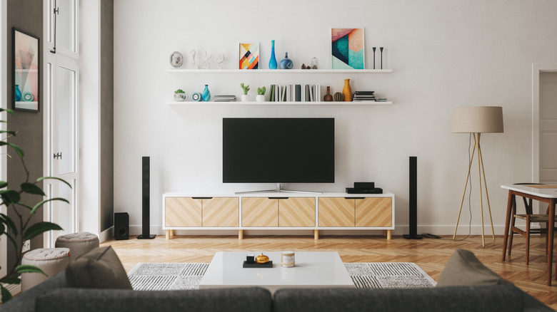 A TV setup in a living room.