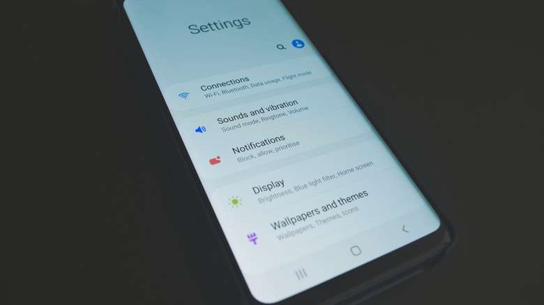 White samsung galaxy settings menu