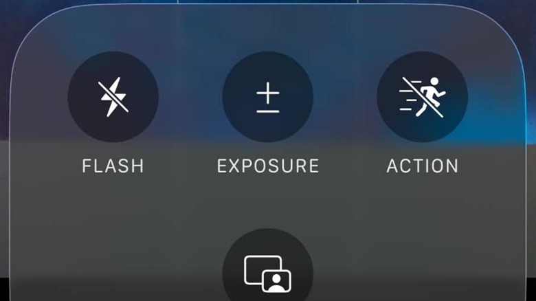 The Action Mode button in the iPhone Camera app.