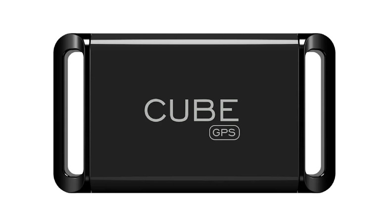 The Cube GPS Tracker against a white background