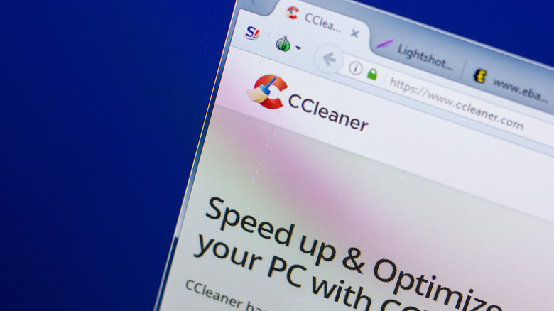CCleaner homepage open in a browser