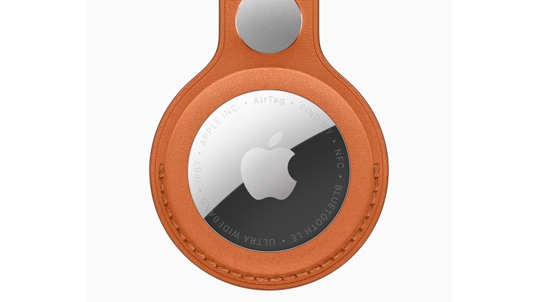 New Apple AirTag 2 with Fine Woven keyring in fox orange color