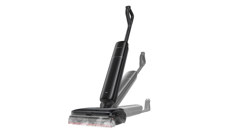 The Dreame Aero Pro Steam vacuum mop in different positions against a white background.