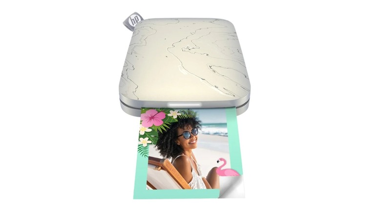 The HP Sprocket Select portable photo printer on a white background.