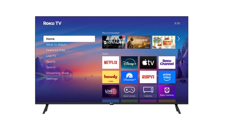 The Roku Select Series 4K TV with the Roku TV interface on the screen, on a white background.