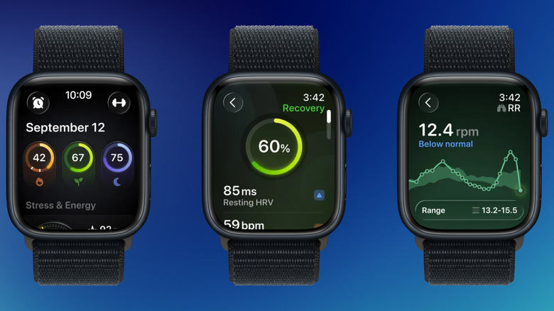 Bevel app showing scores and stats on the Apple Watch.