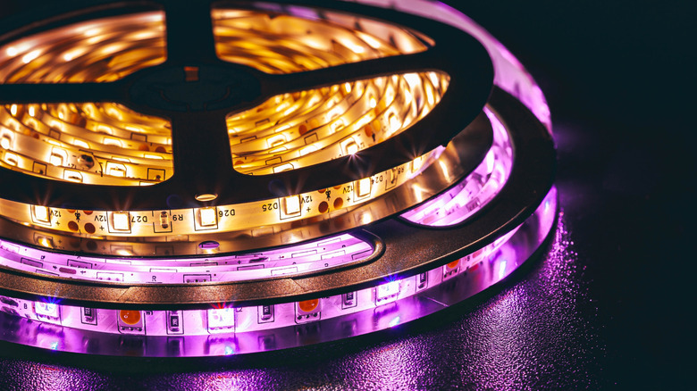 A pair of coiled smart light strips.