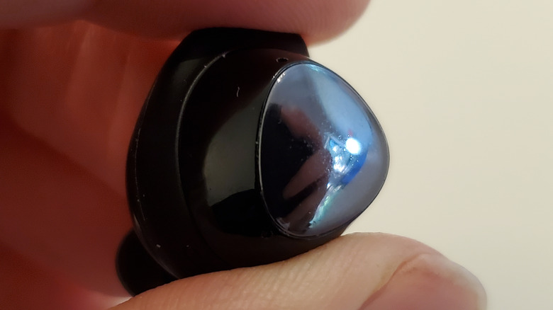 The touch pad of the Samsung Galaxy Buds.