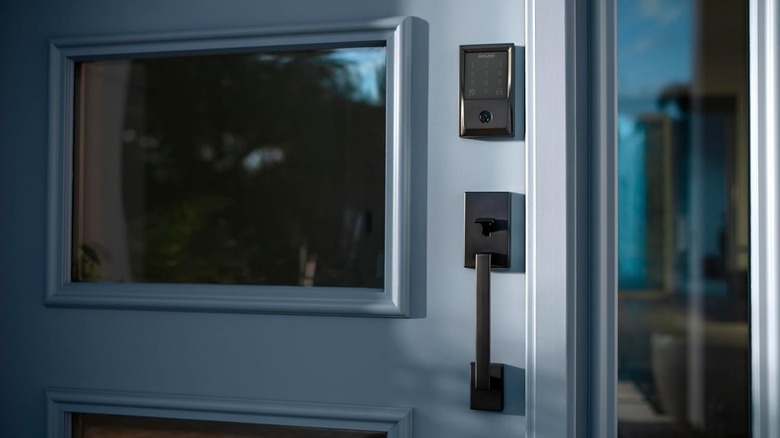 The Schlage Encode smart lock installed on a door.