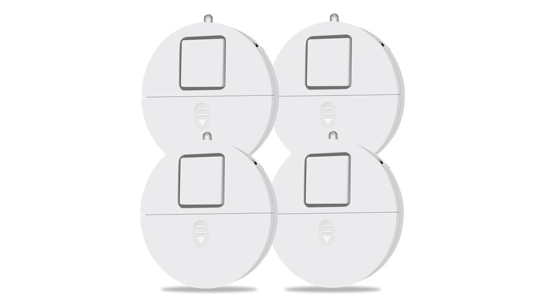 Four units of the Eva Logik NST003 window alarm against a white background.