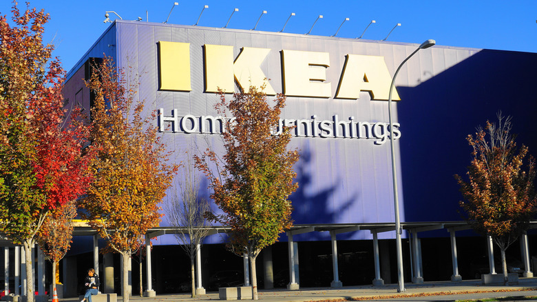 Recognizable Ikea building in the sunlight.