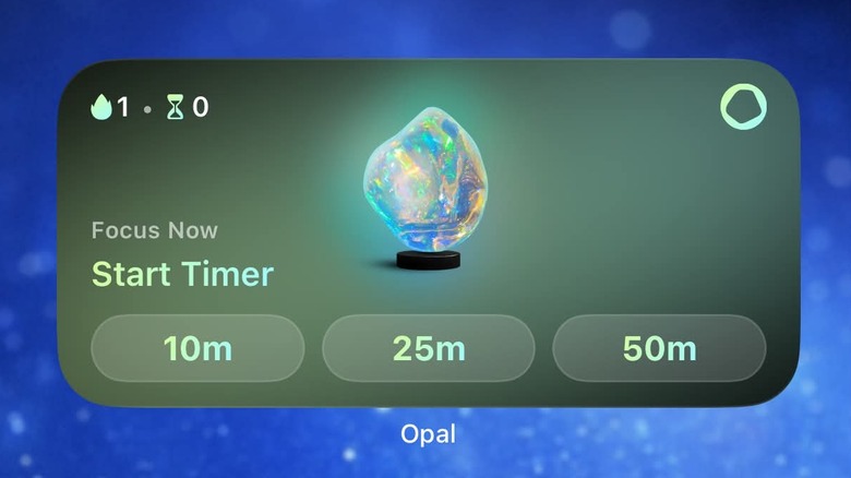 The Opal widget on the iPhone that lets you start focus sessions.