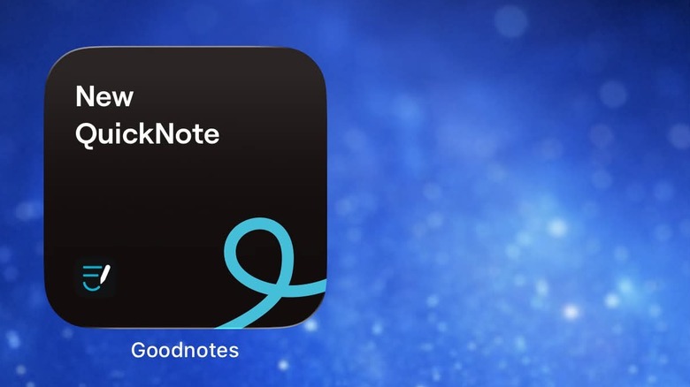 The Goodnotes widget on an iPhone that lets you create a QuickNote with one tap.