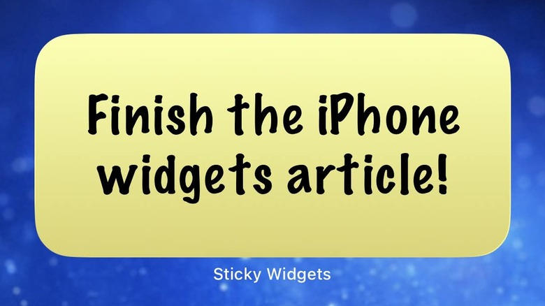 The Sticky Widgets with a note on an iPhone.