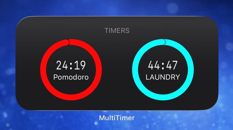 The MultiTimer widget showing two ongoing timers.