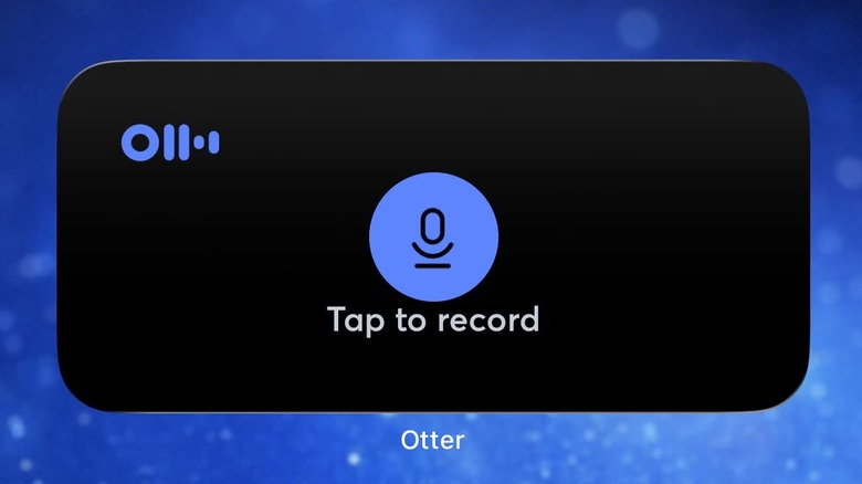 The Otter widget on an iPhone that you can tap to start recording.