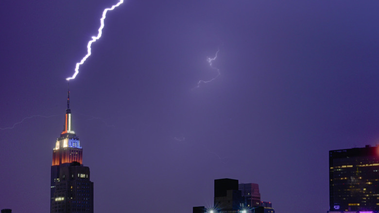 Lightning striking the Empire State Building