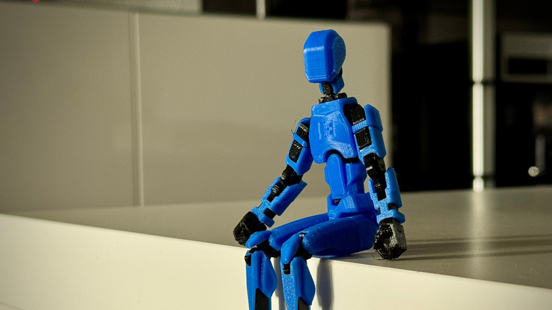 A toy robot created from a 3D print model, similar to kits offered by Toymakr3D.