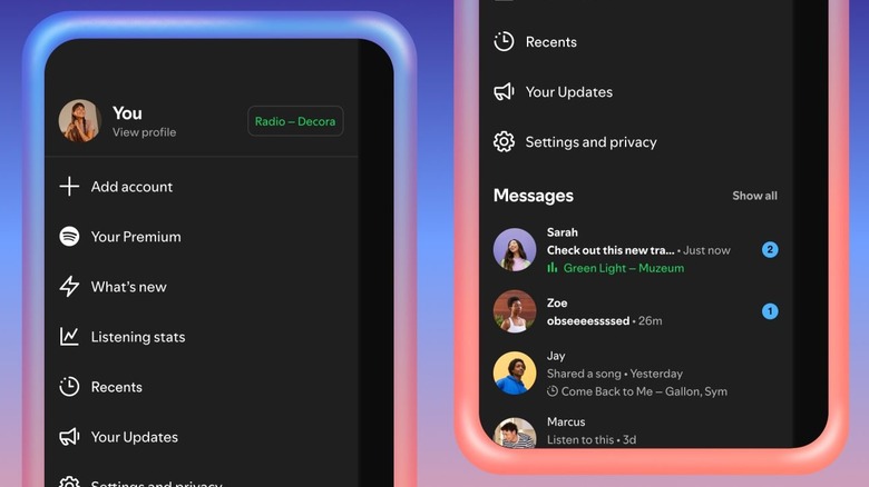 Two Spotify in the Listening Activity application in Messages