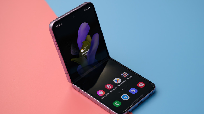 Z Flip 4 sitting half folded on a table