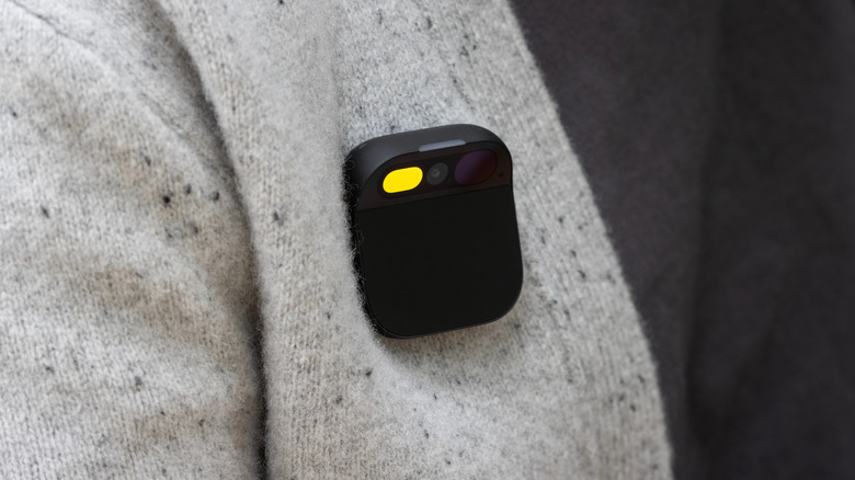 The Humane AI pin attached to someone's lapel.