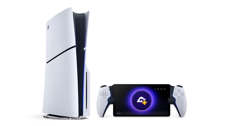 The PlayStation 5 and the PlayStation Portal, on a white background.