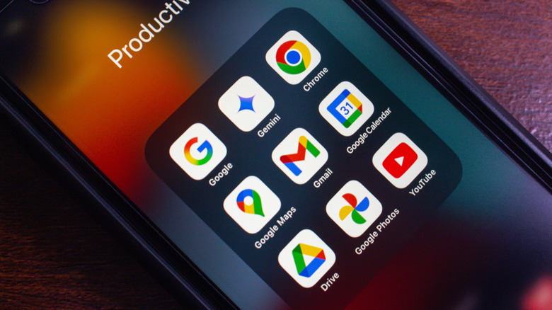 Google app icons on a phone