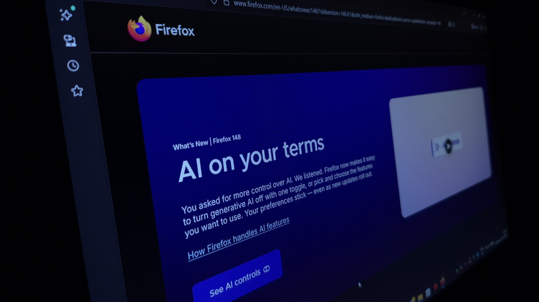 Firefox AI controls in version 148