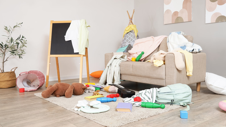 Interior of a messy children's room