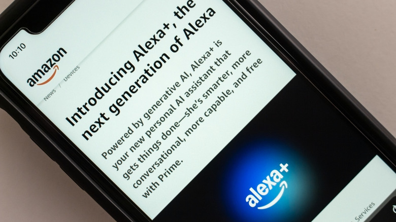 Smartphone screen showing Alexa+ announcement