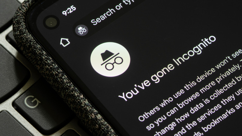 Incognito tab open on Chrome mobile app