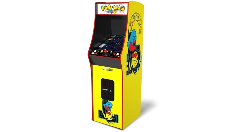 The Arcade1Up Pac-Man Deluxe Arcade Gaming Cabinet against a white background.