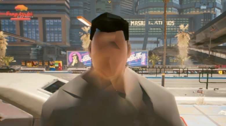 Cyberpunk 2077 NPC with horrible graphics glitch