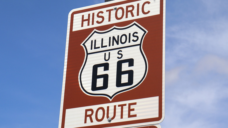 A Route 66 street sign.