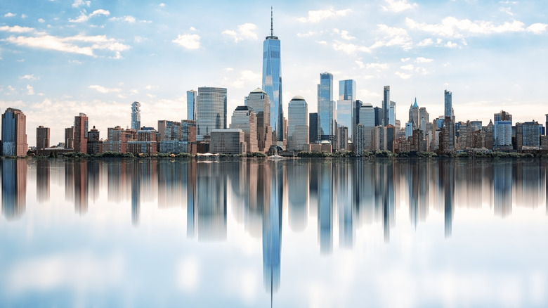The New York City skyline at daytime.