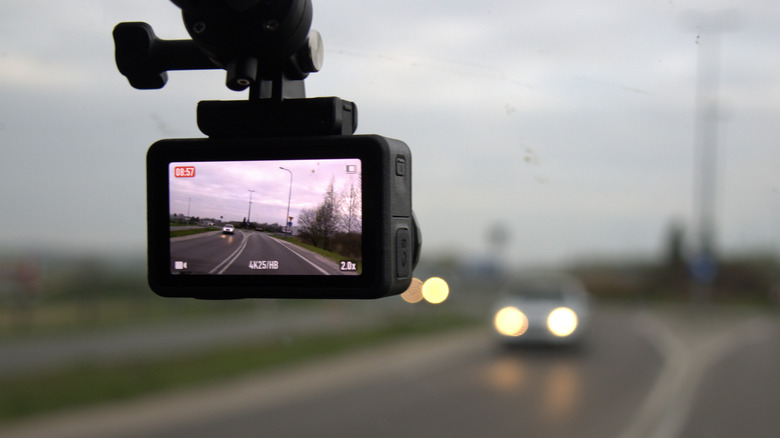 A windshield mounted dash camera