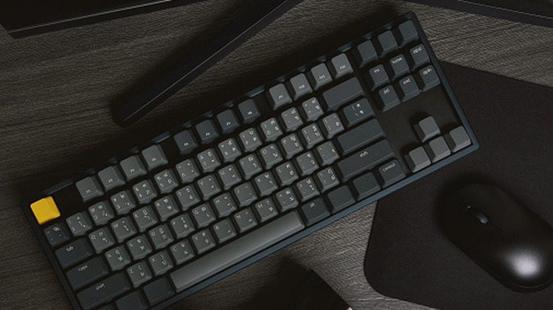 Mechanical keyboard on a desk