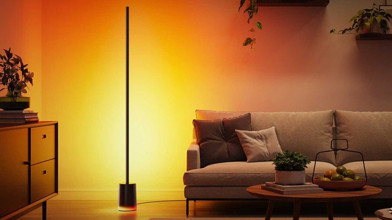 The Govee Floor Lamp 2 smart lamp in a living room.