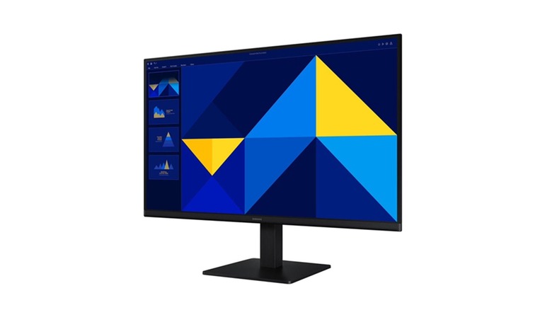 The Samsung S30GD monitor with colorful graphics on the screen, on a white background.