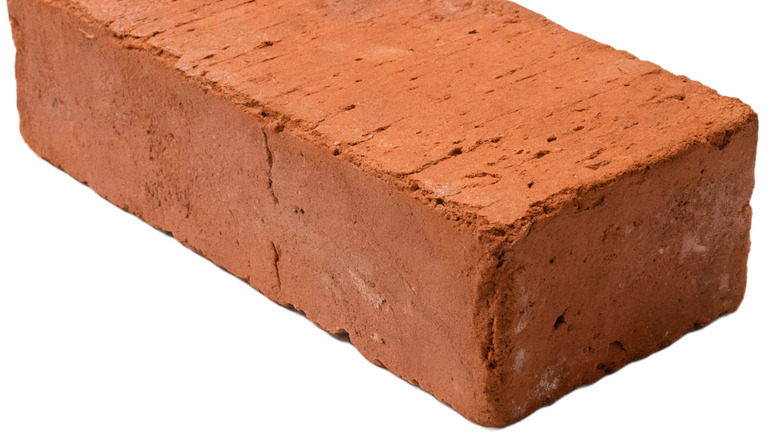 A red brick isolated on a white background.