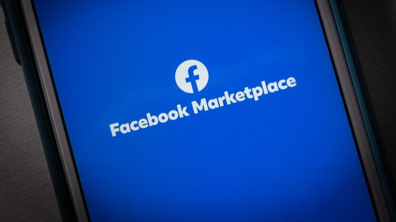 The Facebook Marketplace logo on a smartphone screen.