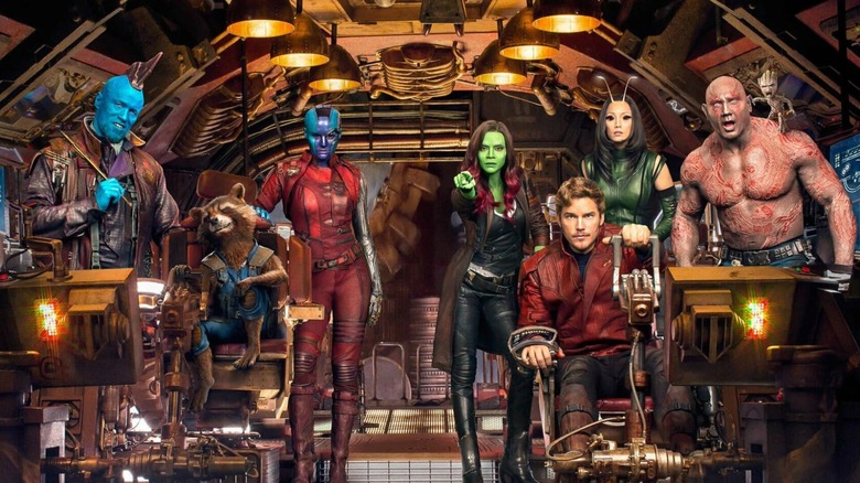 The "Guardians of the Galaxy" crew are pictured together.